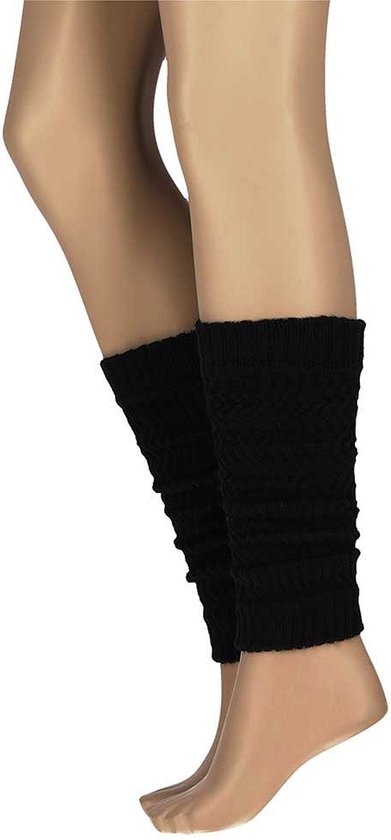 Apollo - Beenwarmers Dames Ribbed - Black - One Size - Beenwarmers