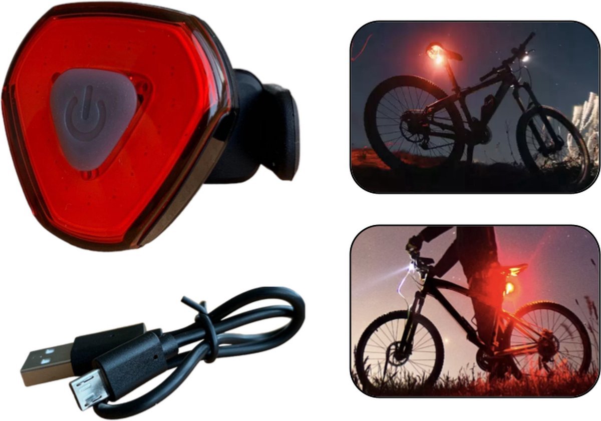 PD® - Fietsverlichting USB Oplaadbaar - LED - Achterlicht - 3 Standen in Lichtsterkte - Rood