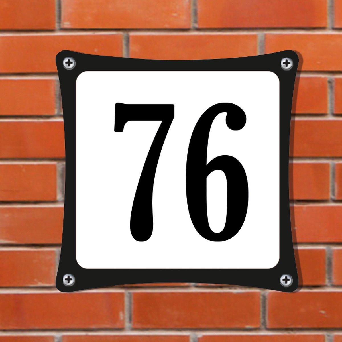 Namengigant Huisnummerbord Emaille-Look - Nummer 76 - Standaard - 10 x 10 cm | incl. schroeven