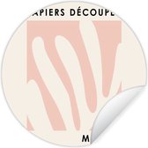 WallCircle - Stickers muraux - Cercle de papier peint - Matisse - Rose - Pastel - Abstrait - 100x100 cm - Cercle mural - Autocollant - Papier peint autocollant rond XXL