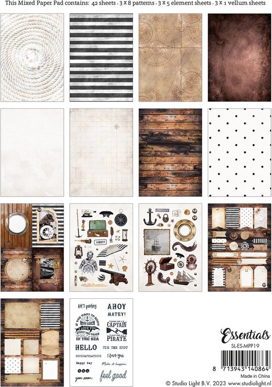 Studio Light Essentials Mixed Paper Pad Vintage Treasures Sea | bol