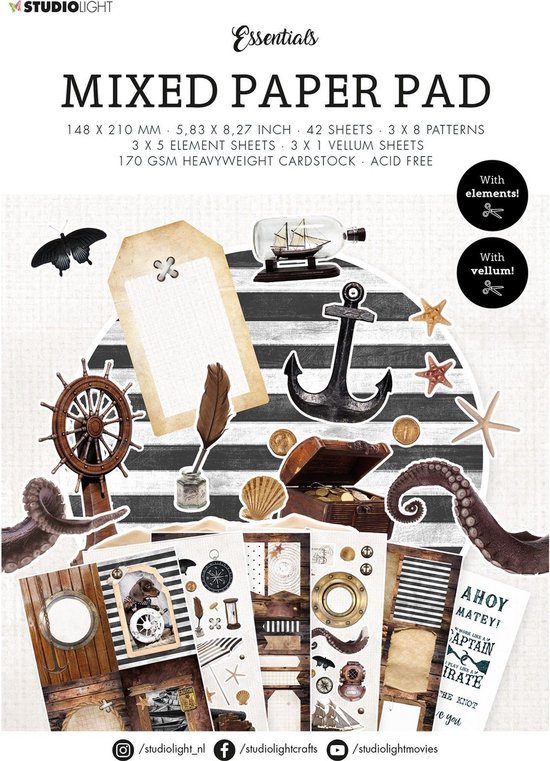 Studio Light Essentials Mixed Paper Pad Vintage Treasures Sea | bol