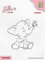 Nellie Snellen - Nellie's Cuties Clear Stamp Olifant NCCS039 - baby elephant bella met vlinder - butterfly - stempel