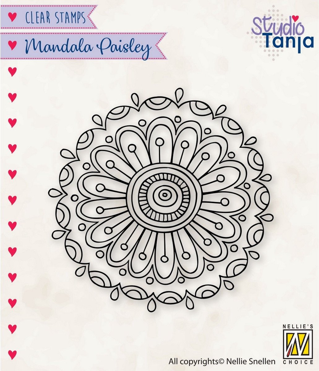 CSMAN010 Clear Stamp Nellie Snellen - Mandala Paisley - studio Tanja - flower 2 - stempel bloem motief