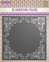 EF3D028 Nellie Snellen 3D Embossing Folder - exotic flower frame - kader exotische bloemen