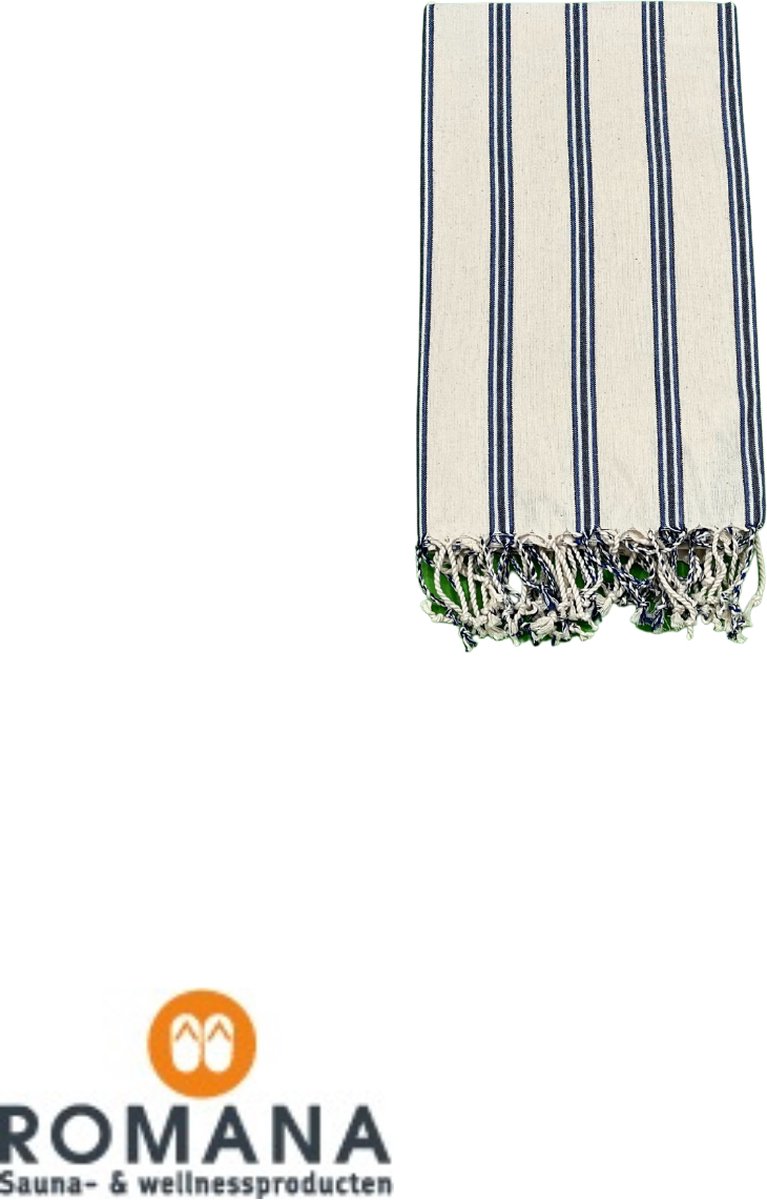 Romana Products Azur Hamamdoek - Baddoek - Strandlaken - Saunalaken - 100cm x 180cm - Blauw/Wit