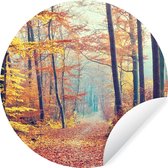WallCircle - Stickers muraux - Cercle Papier Peint - Forêt - Automne - Feuilles - 120x120 cm - Cercle Mural - Auto Adhésif - Sticker Papier Peint Rond XXL