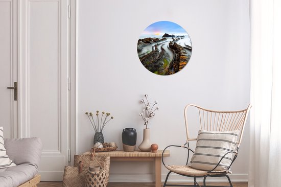 WallCircle - Stickers muraux - Cercle de papier peint - Brouillard - Rochers - Water - Nature - 30x30 cm - Cercle mural - Autocollant - Autocollant papier peint rond