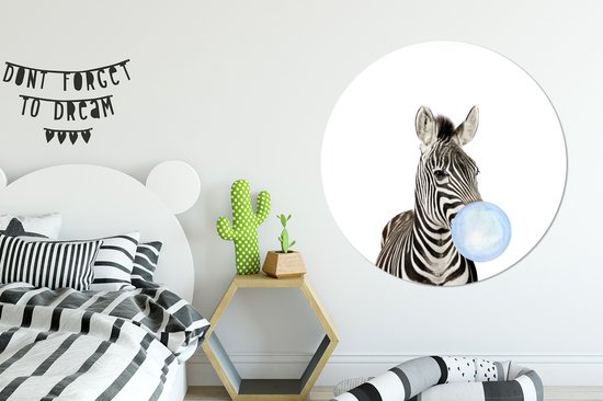 Papier peint autocollant kids - Décoration maison - Zebra - Animaux sauvages - Garçons - Chewing gum - Blauw - Enfant - 120x120 cm - Décoration murale chambre filles - Décoration chambres d'enfants