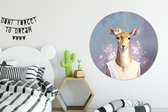 WallCircle - Cercle mural - Cercle mural d'intérieur - Cerfs - Fleurs - Peinture - Portrait - Animaux - 120x120 cm - Décoration murale - Peintures ronds XXL