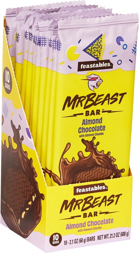 Tablette de chocolat Feastables MrBeast aux amandes - Contient 10