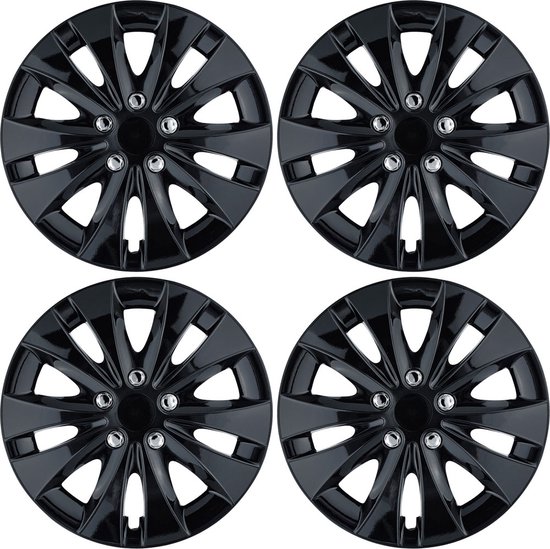 GoodGo Wieldoppen STORMY-BK 14 inch - glanzend zwart - set van 4 stuks