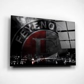 Feyenoord Erasmus Glas Schilderij - 90x60 cm - Inclusief Ophangsysteem