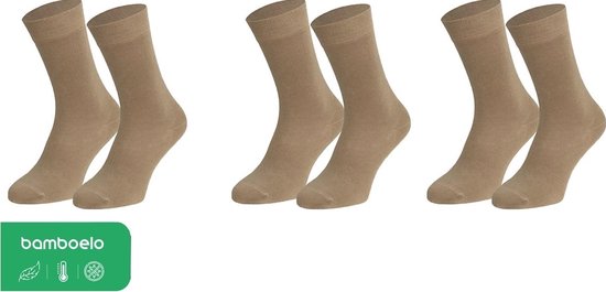 Bamboelo Sokken - 3 Paar Bamboe Sokken - Bamboelo Sock - Maat 39/42 - Beige - Naadloze Sokken - 80% Bamboe