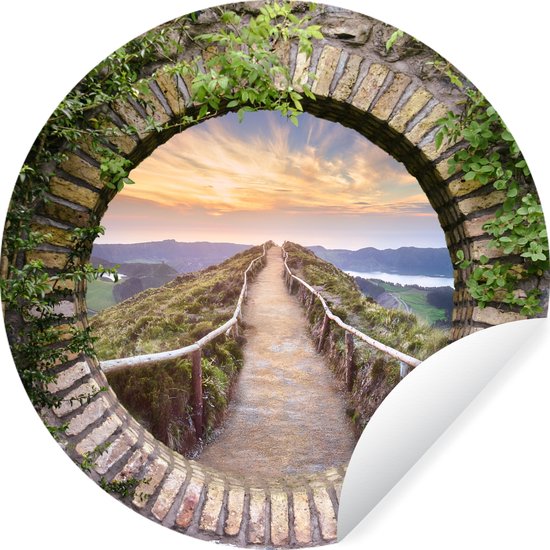 Cercle mural - Stickers muraux - Cercle de papier peint - Pont - Mer - Vue - Été - Ø 30 cm - Cercle mural - Autocollant - Sticker mural rond