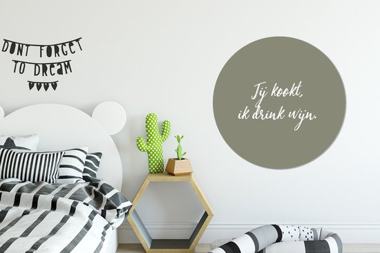 WallCircle - Cercle mural ⌀ 90 - Citations - Tu cuisines, je bois du vin - Vin - Dictons - Tableaux ronds salon - Tableau mural rond - Cercle de Décoration murale - Décoration de chambre intérieur - Cercle de Décoration murale - Accessoires de maison