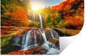 Stickers muraux - Film autocollant - Cascade - Nature - Automne - Rouge - Water - 120x80 cm - Film adhésif - Stickers muraux muraux Chambre d'enfant - Papier peint autocollant - Papier peint autocollant - Film autocollant
