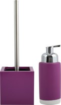 MSV Badkamer accessoires set - paars - zeeppompje en wc/toilet-borstel
