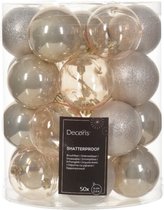 Decoris kerstballen - 50x stuks - 6 cm -kunststof - champagne