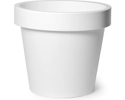 Mega Collections Plantenpot/bloempot - kunststof - wit - buiten - D50 x H44 cm