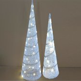 LED verlichte kegels - kerstboom lampen- set 2x st- 39 en 59 cm- rotan/kunststof