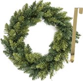 Kerstkrans/dennenkrans - groen - incl. hanger 29,5 cm- D40 cm -kunststof