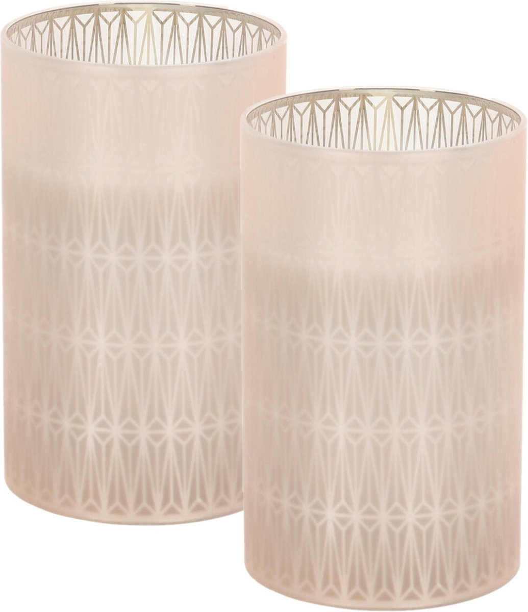 Home & Styling LED kaars in glas - 2x - warm wit - realistische vlam - veilig zonder brandgevaar - D7,5 x H12,5 cm