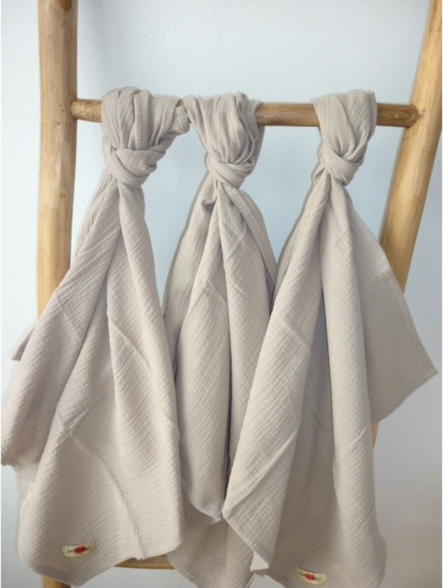 Goedkoopste Oogappel Parelgrijs Hydrofiel Cottonsoft Hydrofiele Doek Multipack - 3 stuks - 65x65 cm-Licht Grijs