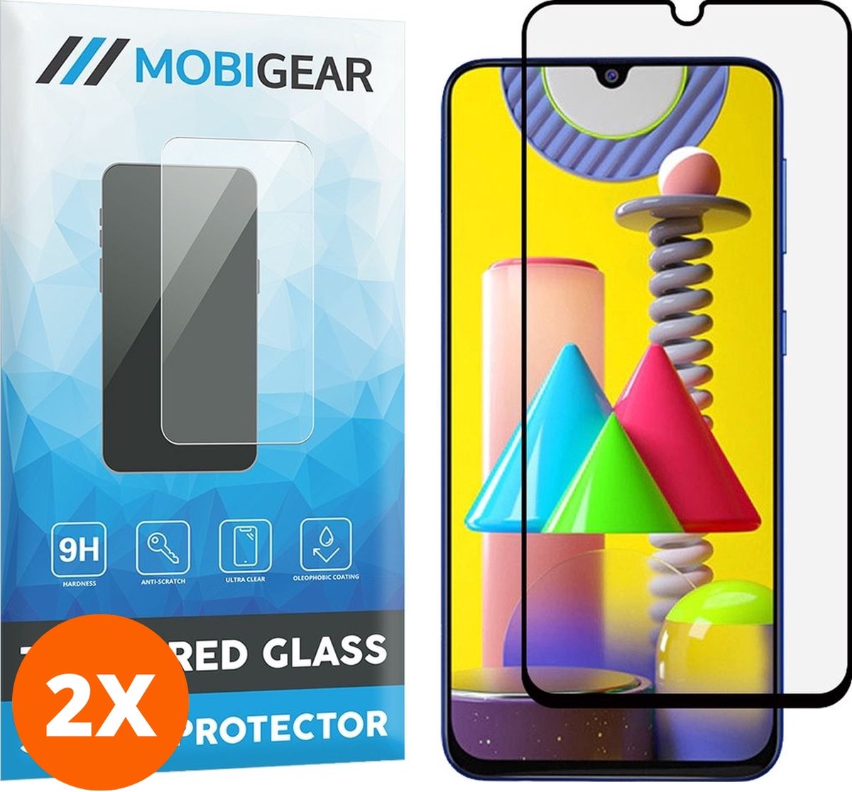 Mobigear Screenprotector geschikt voor Samsung Galaxy M31 Glazen | Mobigear Premium Screenprotector - Case Friendly - Zwart (2-Pack)