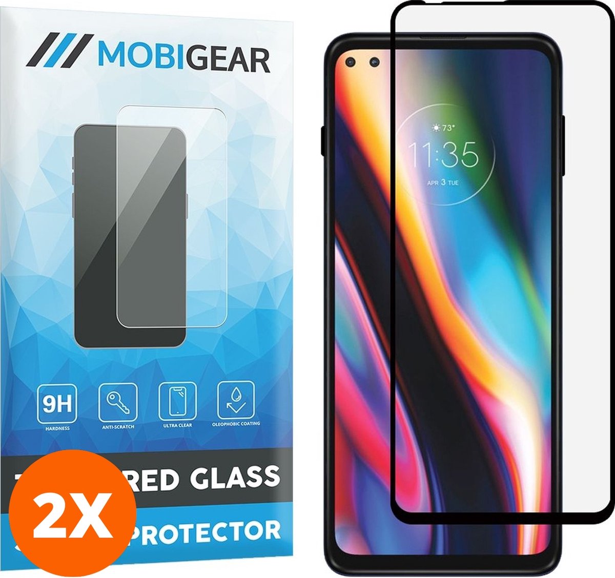 Mobigear Screenprotector geschikt voor Motorola Moto G 5G Plus Glazen | Mobigear Premium Screenprotector - Case Friendly - Zwart (2-Pack)