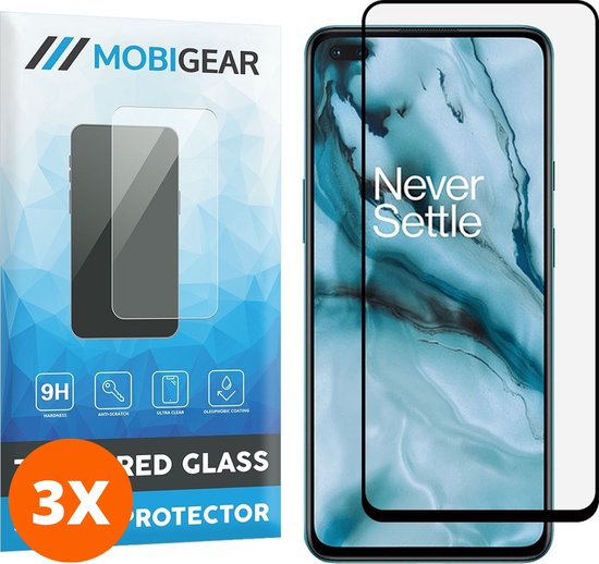 Protection d'écran Mobigear compatible avec OnePlus Nord Verres | Protection d'écran Mobigear Premium - Compatible avec les coques - Zwart (lot de 3)