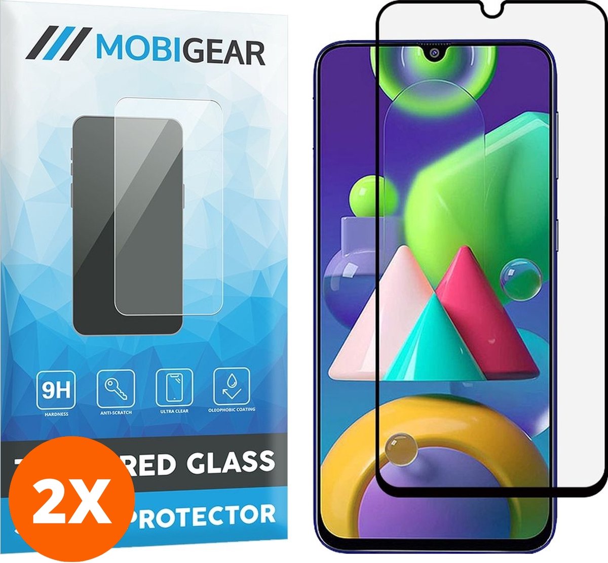 Mobigear Screenprotector geschikt voor Samsung Galaxy A41 Glazen | Mobigear Premium Screenprotector - Case Friendly - Zwart (2-Pack)