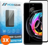 Mobigear - Screenprotector geschikt voor Motorola Edge 20 Lite Glazen | Mobigear Premium Screenprotector - Case Friendly - Zwart (3-Pack)