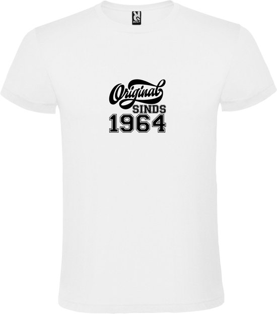 Wit T-Shirt met “Original Sinds 1964 “ Afbeelding Zwart Size XXXXXL