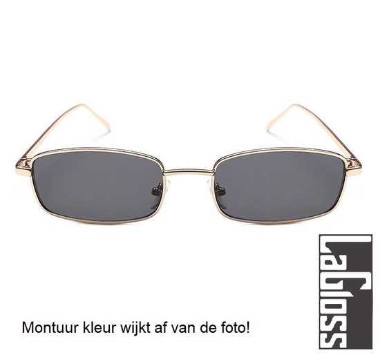 Lagloss® Kleine Zilveren Heren Zonnebril - Lenskleur Zwart - Zilveren  montuur - Smal... | bol