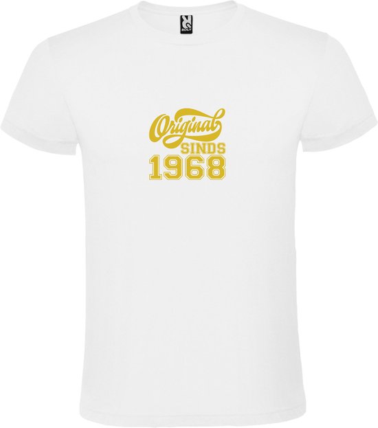 Wit T-Shirt met “Original Sinds 1968 “ Afbeelding Goud Size XXXXXL