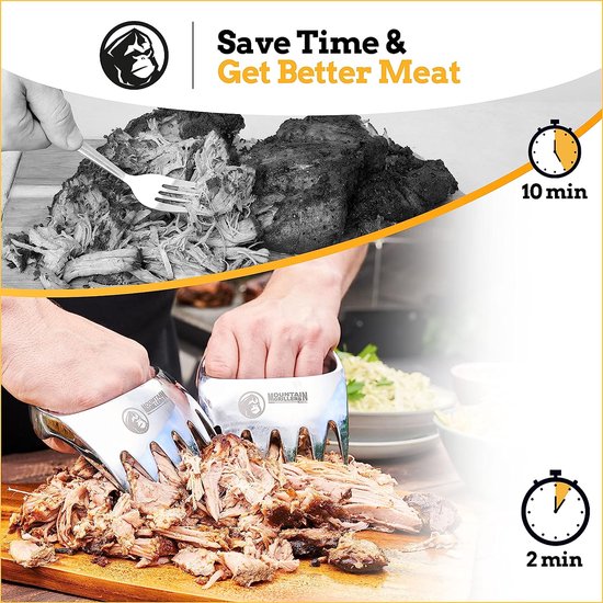 Griffes à Viande QH7 Acier Inox 304 - Lot De 2 Avec Poignées Anti-Brulure, Idéales Pour Barbecue Pulled Pork Effiloché