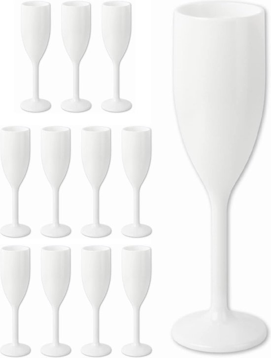 Herbruikbare champagneglazen in wit naar keuze 6, 12, 24 of 48 stuks 160 | bol.com