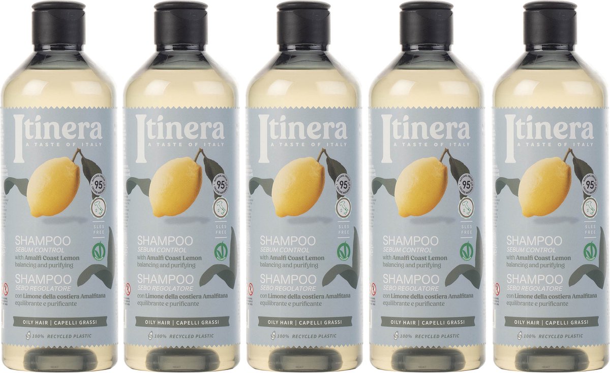ITINERA - Shampoo voor vettig haar met citroen van de kust van Amalfi, 370 ml (5 stuks)