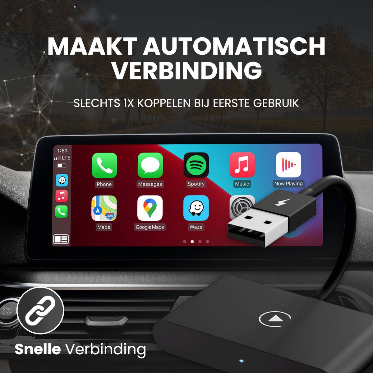 Adaptateur USB sans fil Somstyle Car Dongle adapté à Android
