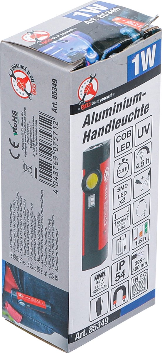 BGS Aluminium COB-LED / UV-handlamp 1 Watt