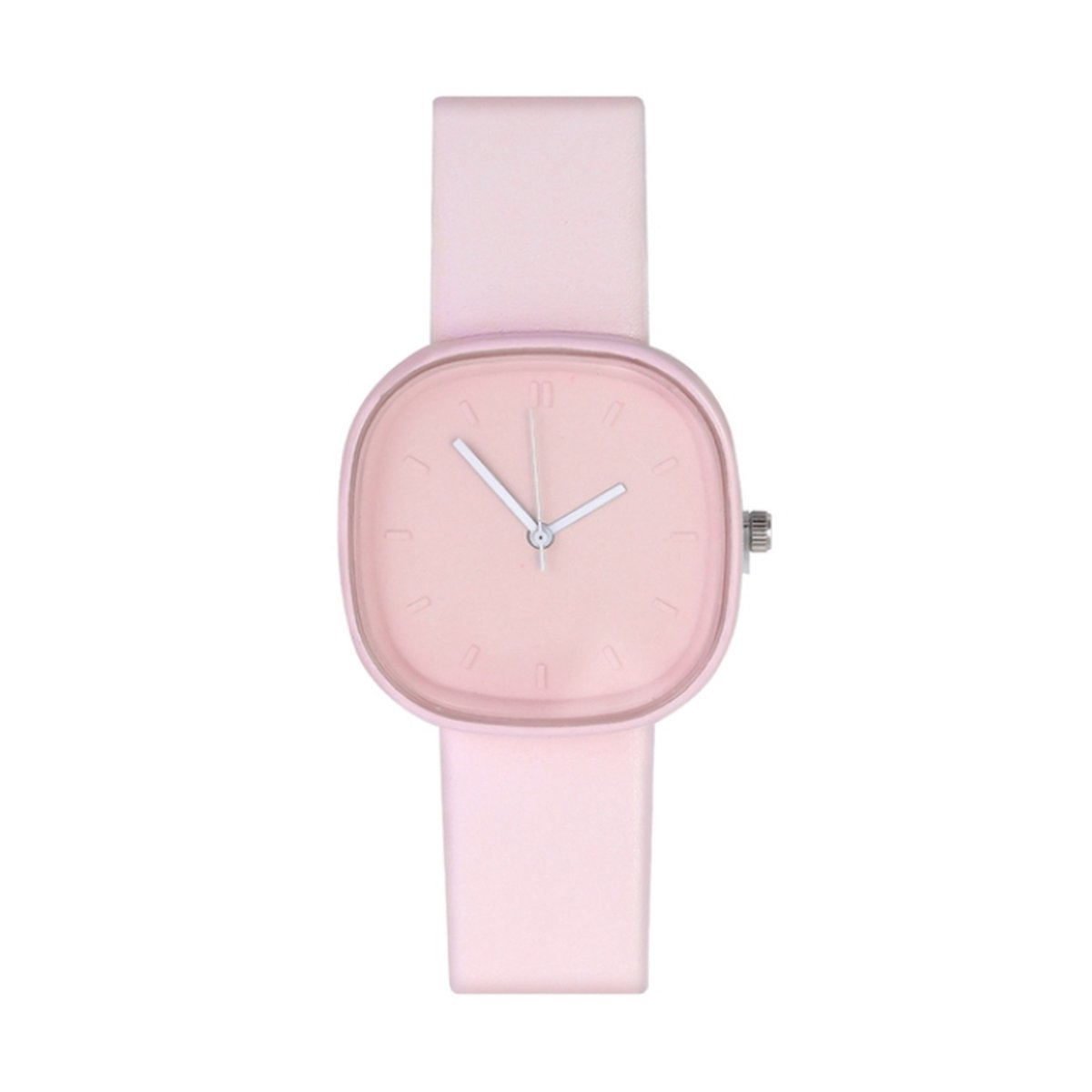 Pastel Color Horloge Square - Roze - Pink | Kunstleer | Ø 38 mm | Fashion Favorite