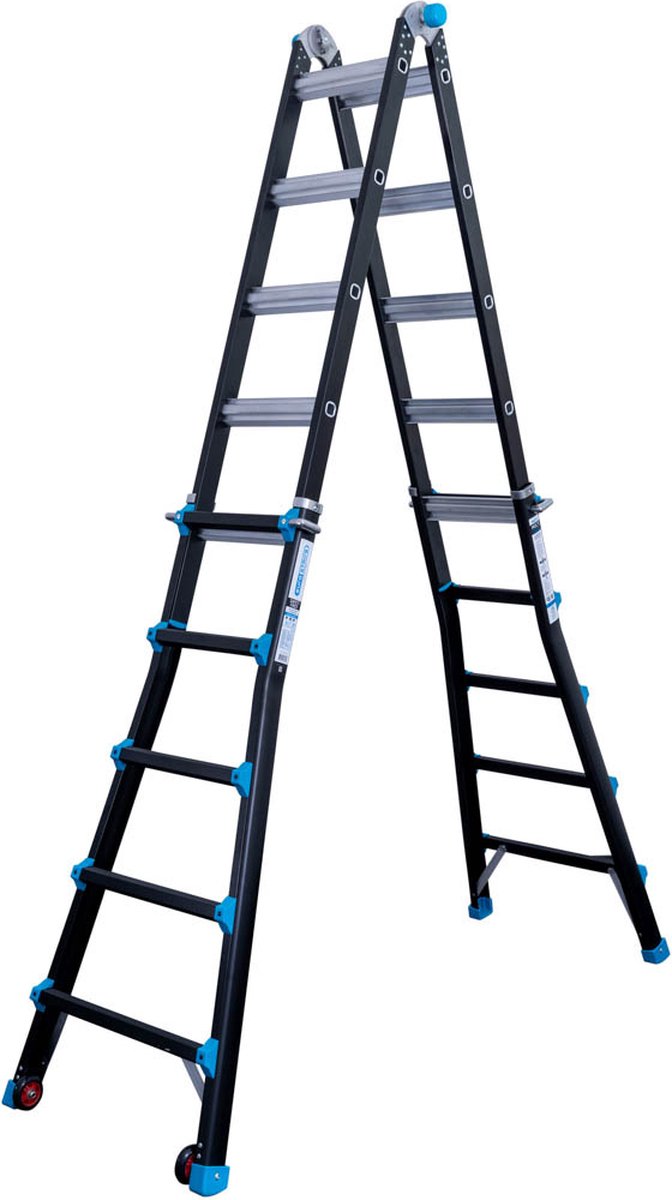 Eurostairs professionele Vouwladder – Uitschuifbare Multiladder 4x5 sporten (20 treden) – 6,40 meter werkhoogte – foto 2