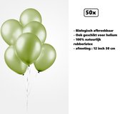 50x Ballonnen 12 inch pearl groen 30cm - biologisch afbreekbaar - Festival feest party verjaardag landen helium lucht thema