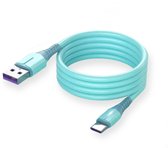 EV-Green USB Type-C Snelle Oplaadkabel - Vloeibare Siliconen - 1 meter - Blauw
