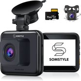 Bol.com Somstyle Dual Dashcam Auto - Full HD Auto Camera Met 128GB SD-kaart - Met Parkeerstand - Voor en Achter aanbieding