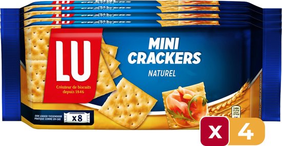 Mini crackers naturel - Lu - 250 g - 4 Stuks - Snack - Toast - Voordeelverpakking