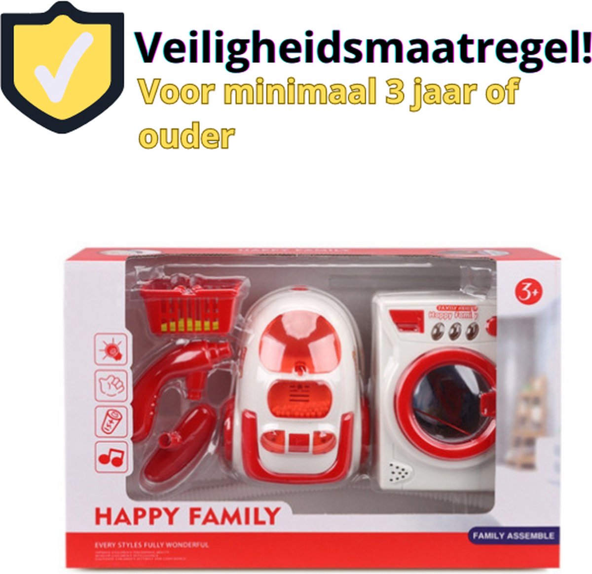 Happy Family Jouets Aspirateur + Jouets Machine à Laver - Set de