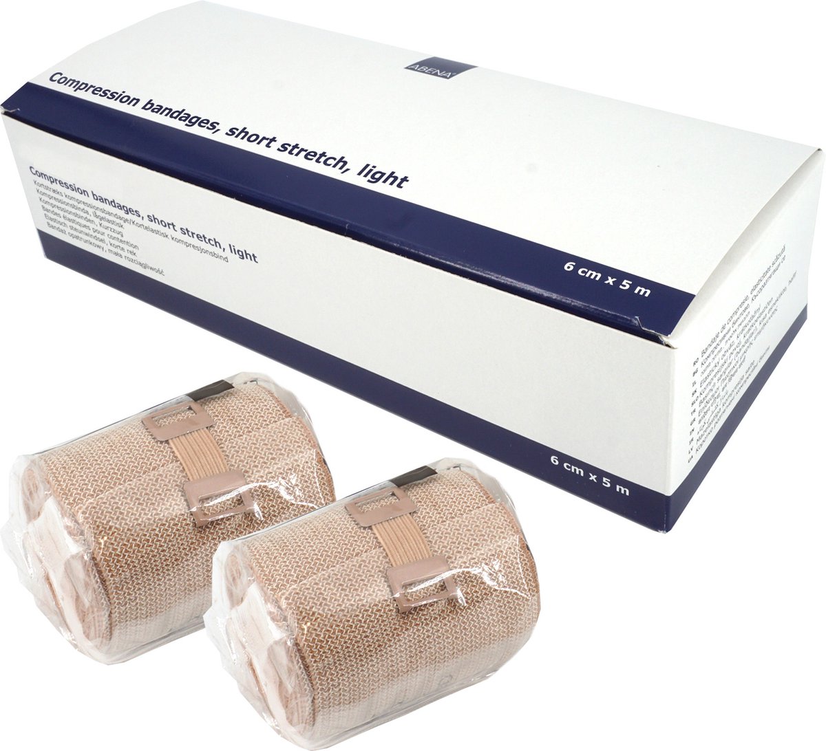Abena Drukverband - 10 Rollen Verband - 80% Stretch - 6 cm x 5 m - Wasbaar Zwachtel Verband- Latexvrij Rekverband