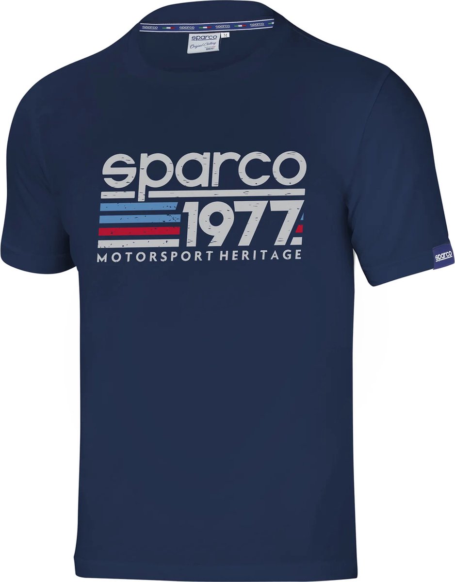 Sparco 1977 T-Shirt - Stijlvolle motorsportkleding met een vleugje geschiedenis - XXL - Blauw